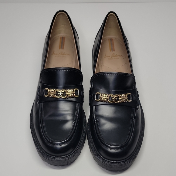SAM EDELMAN NWOT TEAGAN LUG SOLE LOAFERS BLACK SZ 7.5 - Picture 1 of 15